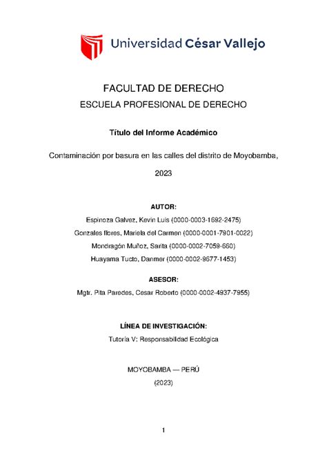 Tutoria 05 Grupo 10 Trabajo Final Facultad De Derecho Escuela Profesional De Derecho Título