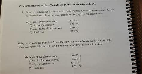 Solved Post Laboratory Questions Include The Answers In The Chegg