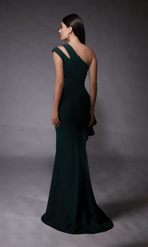 Formal Dress 27689 Long One Shoulder Straight Closed Back Alyce