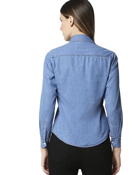 Buy Womens Blue Denim Shirt For Women Blue Online At Bewakoof