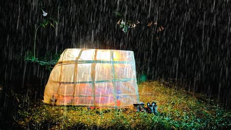 Camping During Non Stop Rain Thunderstorm Struggling To Build A