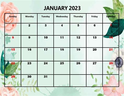 Blank January 2023 Calendar Printable Pdf Templates January Calendar