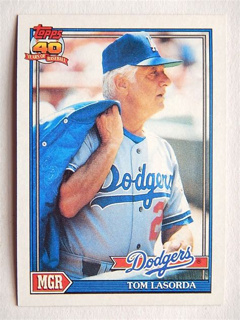 Tom Lasorda 789 Topps 1991 Baseball Card Los Angeles Dodgers VG EBay