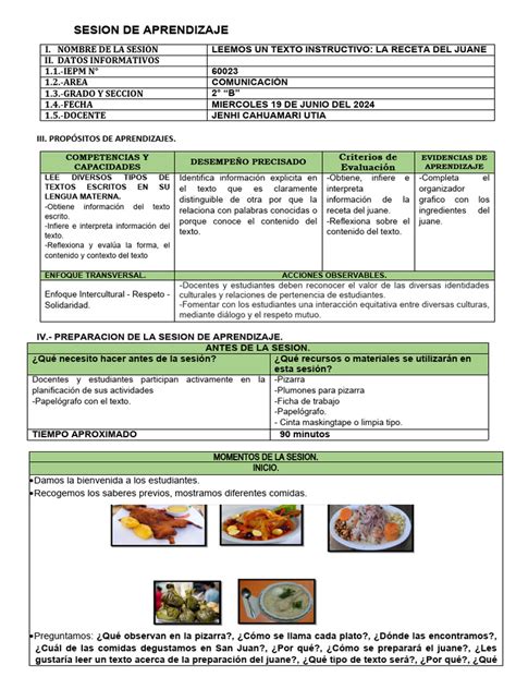 Leemos Un Texto Instructivo Receta[1] Pdf Alimentos Cocina