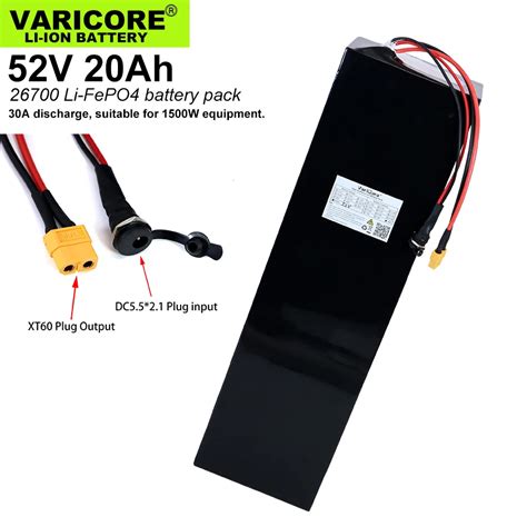 Varicore 52v 20ah 16s4p 26700 Lifepo4 Battery Pack 20a Maximum 60a Balanced Bms For Electric