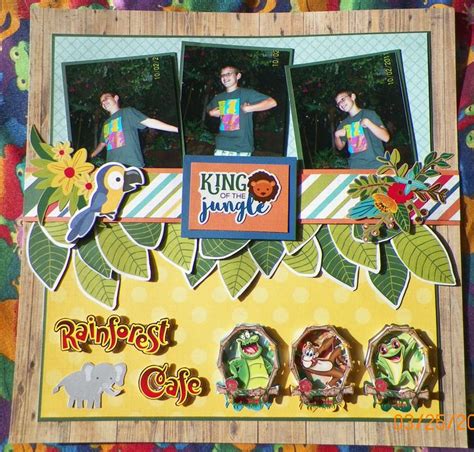 Handmade Scrapbook Layout Rainforest Café Birthday Echo Park Jungle