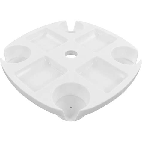 Étagère De Parasol De Plage Ronde Anti Taches Pp Blanc TRAHOO Pieds