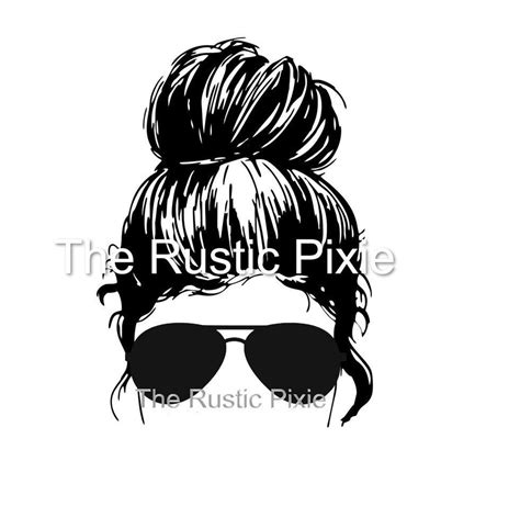 Messy Bun With Sunglasses Svg Svg Hair Bun Svg Etsy