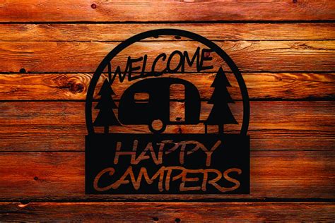 Welcome Happy Campers Sign Metal Wall Art Hanging Etsy India