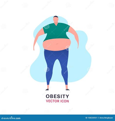 Obese Man Image Stock Vector Illustration Of Line Food 158220551