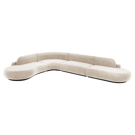 Naked Curved Sectional Sofa 2 Piece With Beech Ash 056 5 And Boucle