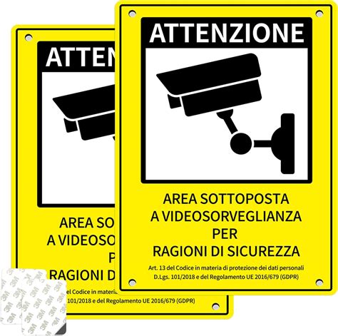 Cartello Area Videosorvegliata Alluminio Cartello Area