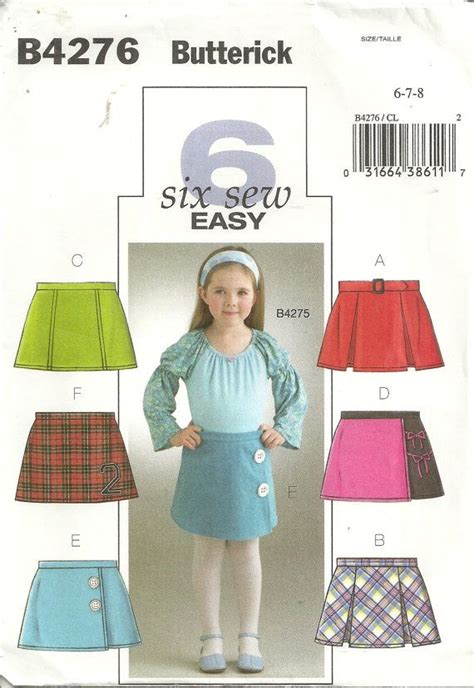 Girls Skorts Pattern Butterick 4276 Size 6 7 8 Etsy Girls Skorts Butterick Sewing Pattern