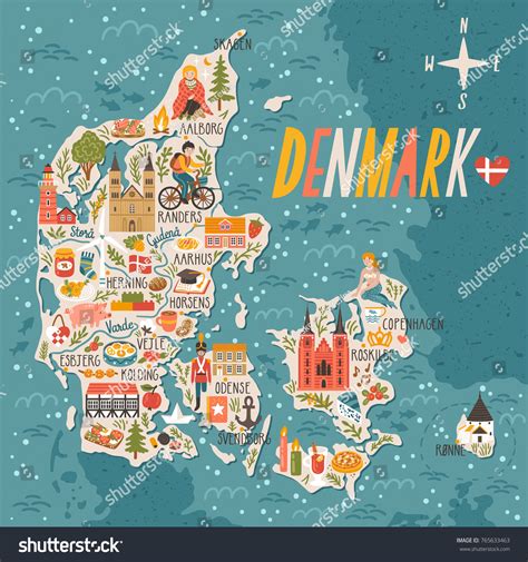 Mapa estilizado vetorial da Dinamarca Ilustração vetor stock livre