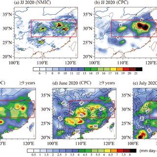 Spatial Distribution Of June July Mean Precipitation Shaded Unit Mm