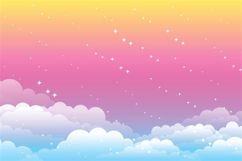 Rainbow Unicorn Pastel Background With Glitter Stars Pink Cloudy