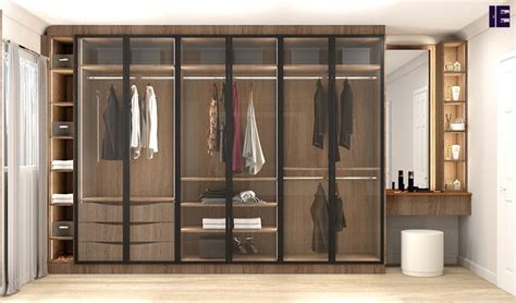 Linear Glass Fitted Wardrobe In Brown Orlean Oak Natural Dijon Walnut Supplied By Inspired