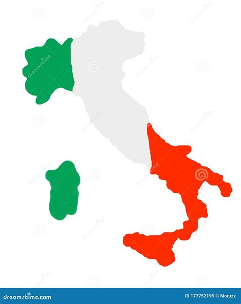 Italy Country Shape in Flag Colors. Italian Map Stock Vector ...