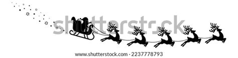 Santa Sleigh Silhouette Santa Sleigh Isolated Stock Vector (Royalty ...