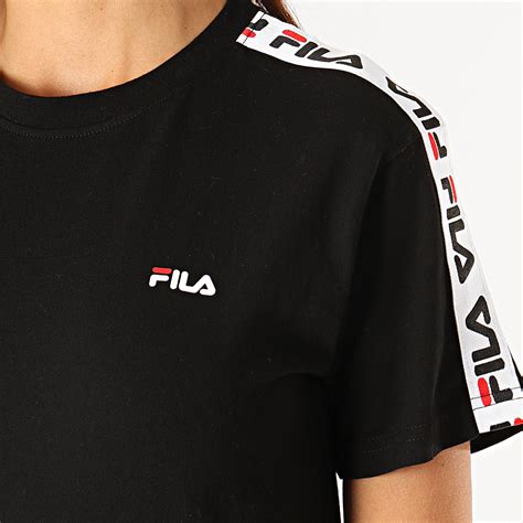 Fila Tee Shirt Femme A Bandes Adalmiina 687215 Noir Blanc Rouge