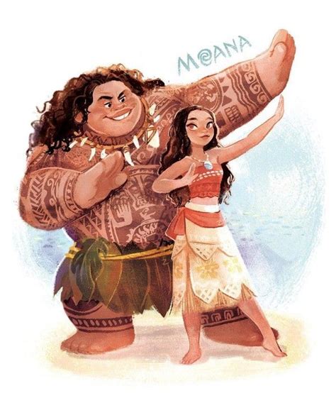 Moana And Hula Dancing On The Beach In Front Of An Image Of Her