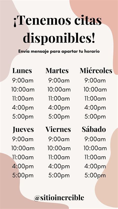 Historia De Instagram Femenina Horarios Citas Templates By Canva