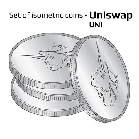 Premium Vector Set Of Coins In Stack Uniswap Uni In Isometric View In