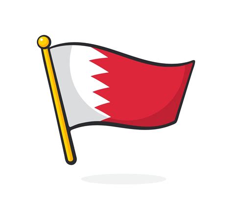 Cartoon Illustration Of Flag Of Bahrain On Flagstaff Vector