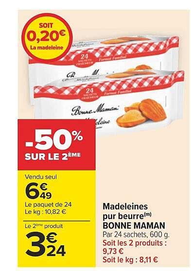 Promo Madeleines Pur Beurre Bonne Maman Chez Carrefour Icatalogue Fr