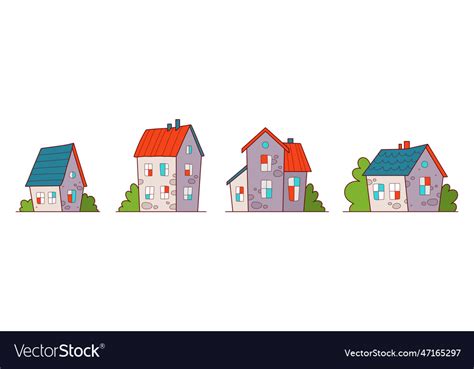 Cartoon cottage collection various small cute Vector Image