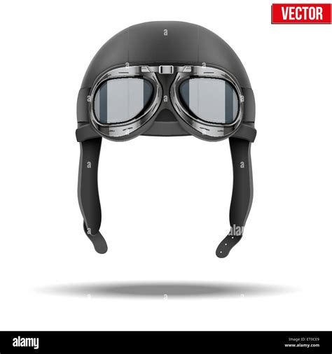 Retro Aviator Pilot Helmet With Goggles Isolated On White Stock Vector