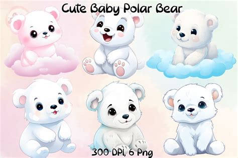 Cute Baby Polar Bear Sublimation Clipart Graphic by CpSnowy · Creative ...