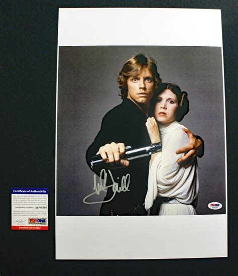 Psa Dna Mark Hamill Signed Huge Star Wars Photo With Carrie Fisher