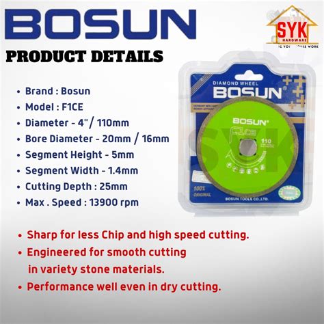 SYK Bosun F1CE 4 Diamond Hardness Tiles Cutting Wheel Marble Cutting