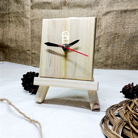 jam meja kayu polos jam duduk jam unik jam kayu aesthetic lazada