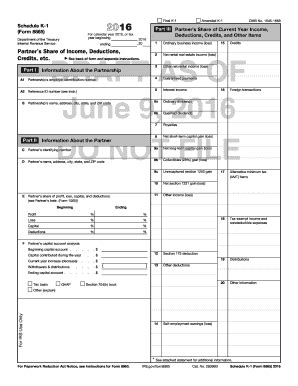 Fillable Online Ftp Irs 2016 Form 8865 Schedule K 1 Partner S Share