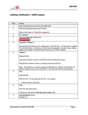 Fillable Online Address Verification USPS Lesson Fax Email Print