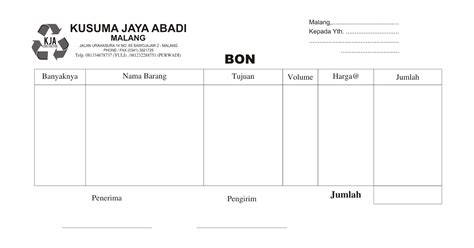 Contoh Nota Bon Kosong Percetakan Di Malang Cetak Murah Dan