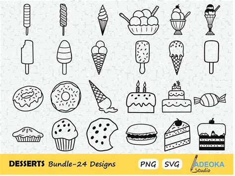 Desserts Bundle 24 Designs Clipart Svg Png Unlimited Etsy