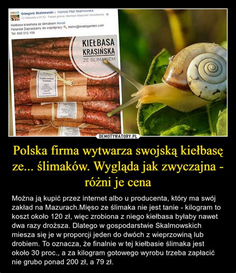 Polska firma wytwarza swojską kiełbasę ze ślimaków Wygląda jak