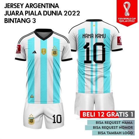 Jual JERSEY KAOS BAJU BOLA ARGENTINA AWAY PIALA DUNIA 2022 BISA PAKAI