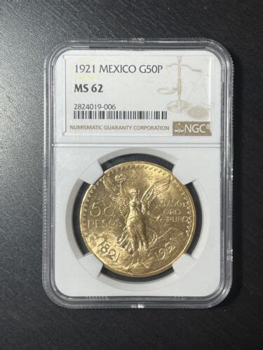 1921 MEXICO GOLD 50 PESO COIN NGC MS62 Centenario Mexican Pesos EBay