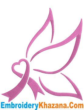 Breast Cancer Butterfly Embroidery Design Cancer Ribbon Embroidery