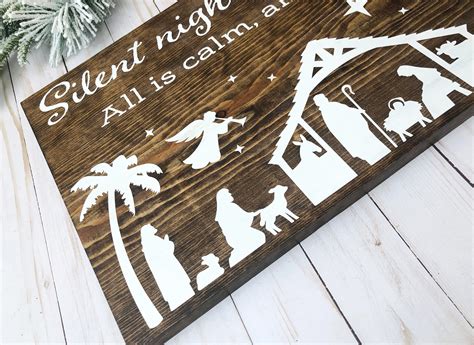 Silent Night Holy Night Manger Scene Silhouette Stained Christmas