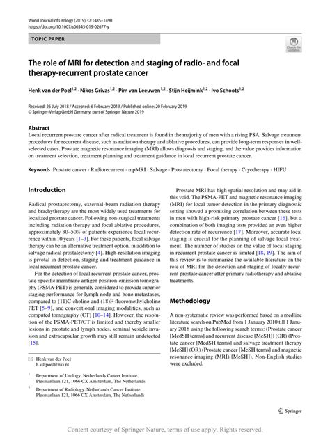 The Role Of Mri For Detection And Staging Of Radio And Focal Therapy