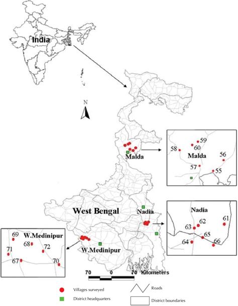 Location Of The 18 Surveyed Villages Within The Malda Nadia And W