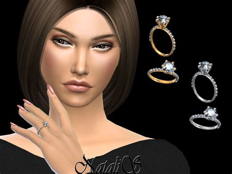 Sims 4 NataliS Round Cut Pave Engagement Ring By NataliS SIMS