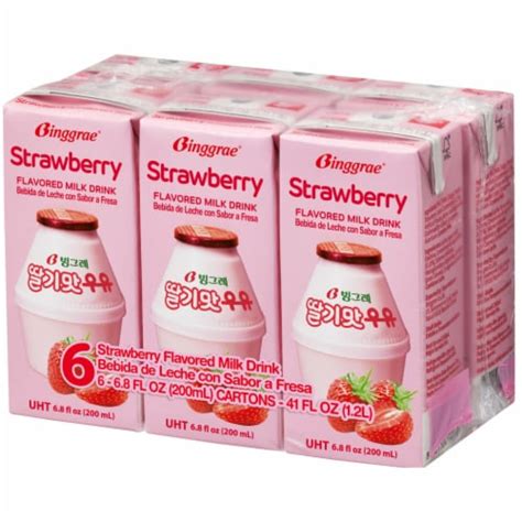 Binggrae Strawberry Flavored Milk Drink 6 Pk 41 Fl Oz Kroger