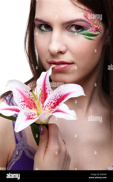 Girl With Tiger Lily Stock Photo Alamy