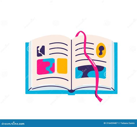 Open Book With Bookmark Vector Illustration Isolated On White